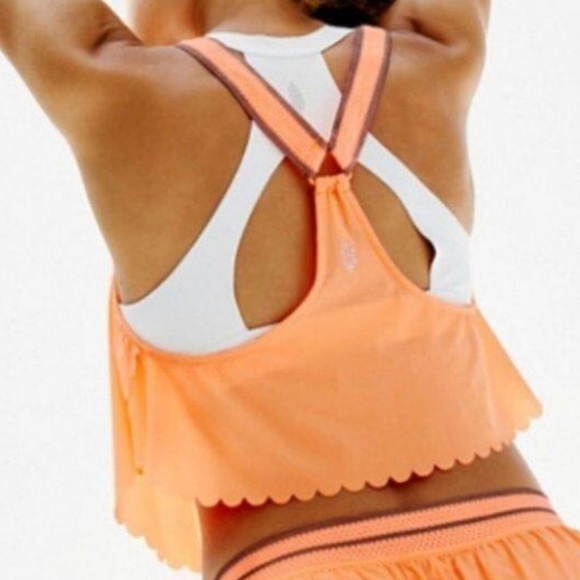 NEW Free People SMALL pretty lil running top neon mango FAST SHIP ✅ FREE GIFT 🎁 - Picture 3 of 9